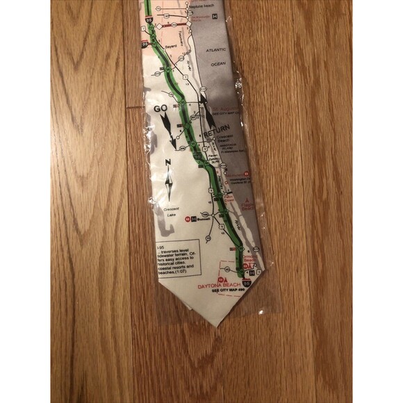 Men's Silk Neck Tie I-95 Silk Florida Georgia Theme AAA New - Picture 2 of 4